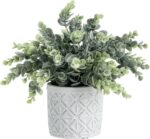 MyGift Artificial Eucalyptus Plant in Modern Gray Concrete Pots with Geometric E... - Image 2