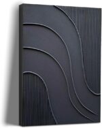 NANKAI Hand-Painted Thick Texture Black Minimalist Oil Painting 24x36 Inch Textu... - Image 2