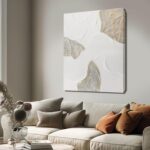 NBAODAN White and Beige Wall Paintings Large Abstract Canvas Wall Art Textured O... - Image 2
