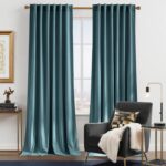 NICETOWN Greyish Blue Back Tab Velvet Curtains Room Darkening Panels, Thermal In... - Image 2