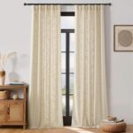 NICETOWN Natural Thick Linen Curtains 96 Inches Long for Living Room 2 Panels Se... - Image 2