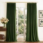 NICETOWN Olive Green Blackout Velvet Curtains 96" Length 2 Panels for Nursery, V... - Image 2