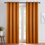 NICETOWN Orange Curtains 84 inch Length 2 Panels, Grommet Faux Silk Thermal Drap... - Image 2