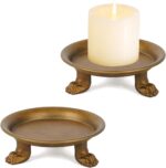 NIKKY HOME Gold Decorative Iron Plate Clawfoot Candle Holders Set of 2, Vintage ... - Image 2