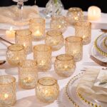 NITIME 36 Pcs Assorted Gold Votive Candle Holders, Tea Light Candle Holder Glass... - Image 2