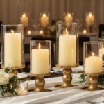 NITIME 4Pcs Hurricane Candle Holder for Pillar Candles, Gold Candle Holders with... - Image 2