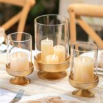 NUPTIO Candle Holders for Pillar Candles: Gold Large Holders with Hurricane Glas... - Image 2