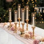 NUPTIO Gold Candlestick Holders Bulk: Set of 6 Tall Hurricane Glass Taper Candle... - Image 2