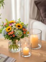 NUPTIO Hurricane Glass Candle Holders: Set of 3 Thick Glass Large Pillar Candle ... - Image 2