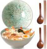 NUTRIUPS 8 Inch Ceramic Ramen Bowl Set of 2 Pho Bowls 40oz Japanese Noodle Udon ... - Image 2