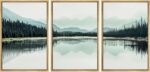 NWT Framed Canvas Print Wall Art Set Teal Mountain Range Lake Forest Landscape N... - Image 2