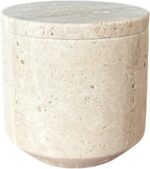 Natural Marble Hole Stone Cosmetic Cotton Swab Sundry Small Tank Storage Box Jar... - Image 2