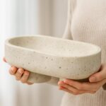 Natural Oval Travertine Decorative Bowl,Marble Friut Bowl with 2 Legs,Vanity Dec... - Image 2