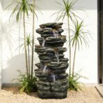 Naturefalls 40inches High Outdoor Rock Water Fountain with LED Lights - 6-Tiers ... - Image 2