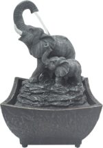 Nature's Mark 7.5" Playing Elephant & Baby Elephant Tabletop Water Fountain (wit... - Image 2