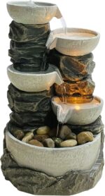 Nature's Mark 9" H 5-Tiered Cascading Rock Bowl Tabletop Water Fountain with Nat... - Image 2