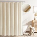 Naturoom Beige Shower Curtain, Linen Textured Fabric Shower Curtains for Bathroo... - Image 2