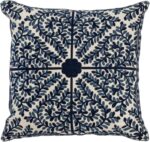 Navy Blue Suzani Pillow Cover 18x18 – Embroidered Throw Pillow Case for Couch, B... - Image 2