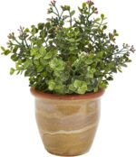 Nearly Natural 10in. Eucalyptus and Sedum Succulent Artificial Plant in Ceramic ... - Image 2