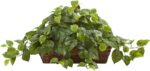 Nearly Natural 34in Artificial Pothos Ivy Plant with Ledge Basket Faux Trailing ... - Image 2