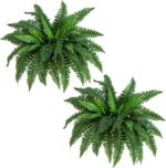 Nearly Natural 40in Hanging Artificial Fern Plant, Set of 2 - Realistic Silk Pla... - Image 2