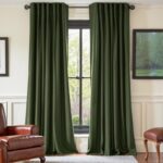 Nemia Olive Green Velvet Curtains Thermal Insulated Blackout Curtain for Bedroom... - Image 2