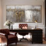 Neutral Canvas Arts Gold Wall Art Decor Framed Abstract Pictures Grey Prints Art... - Image 2