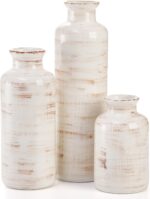 Nicunom Ceramic Vase Set of 3, Rustic Ceramic Flower Vase for Home Decor, Boho D... - Image 2
