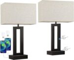 Nightstand Table Lamps for Bedrooms Set of 2 - Touch Bedside Lamp with USB C+A, ... - Image 2