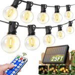 Nisocy 25FT Solar String Lights Outdoor Waterproof with Remote & Timer, LED Shat... - Image 2