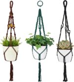 Nomylunota Macrame Plant Hanger with Boho Beads Handmade Hanging Planter Crochet... - Image 2