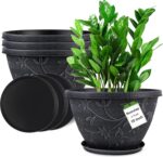 Nooulap 4 Pack 10 Inch Plant Pot for Outdoor Indoor, Plastic Flower Pots with Dr... - Image 2