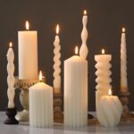 Nuanchu 9 Pcs Modern Decorative Candles Set 5 Pillar Aesthetic Ribbed Candles 4 ... - Image 2