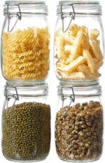 ODBCYWM 34oz Glass Food Storage Jars with Airtight Lids, Set of 4 – Clear Preser... - Image 2