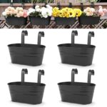 OGIMA 4pcs Hanging Flower Pots, Metal Iron Wall Planter Indoor/Outdoor for Raili... - Image 2
