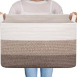 OIAHOMY Large Blanket Basket, 65L Cotton Rope Woven Laundry Basket, Toy Bin for ... - Image 2