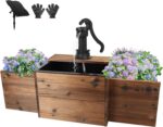 OIPRTGFJ Outdoor Water Fountain,Floor Wooden Pump Old-Fashioned Fountain with Fl... - Image 2