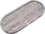 OOBOOB Oval Natural Marble Tray,Elegant Vanity Organizer for Jewelry, Perfume, D... - Image 2