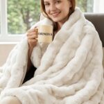 ORINOVA Light Beige Cozy Faux Fur Throw Blanket for Living Room Bedroom 50x60 Th... - Image 2