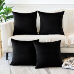 OTOSTAR Set of 4 Decorative Throw Pillow Covers Soft Velvet Solid Square Pillow ... - Image 2