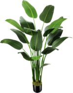 OXLLXO 6.5ft Artificial Silk Bird of Paradise Palm Tree (78in) with 17 Trunks Fa... - Image 2