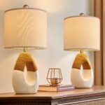 OYEARS 19'' Small Boho Table Lamps for Bedroom Set of 2, Farmhouse Rattan Bedroo... - Image 2
