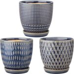 Oairse 4 inches Ceramic Planter Pots 3 Set of Small Round Flower Pots with Drain... - Image 2
