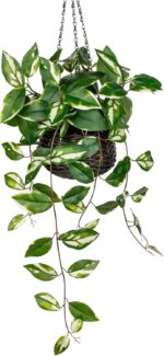 Oairse Artificial Hanging Plants Fake Hanging Plants with Pots Faux Golden Potho... - Image 2