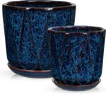 Oairse Ceramic Pots for Plants, 8+6 inch Plant Pots with Drainages Holes & Sauce... - Image 2