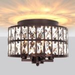 Oil Rubbed Bronze Flush Mount Ceiling Light Fixture, 4-Light Crystal Ceiling Lig... - Image 2