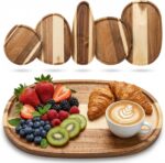 Okllen Set of 5 Small Acacia Wood Serving Platter and Trays, Irregular Oval Soli... - Image 2