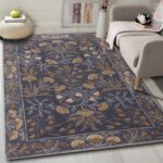 Old Hand Made Floral Blue Tulip Traditional Persian Oriental Woolen Area Rugs (1... - Image 2