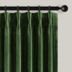 Olive Green Pinch Pleated Velvet Blackout Curtains 84 inches Long 2 Panels Set,F... - Image 2