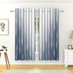 Ombre Blue White Blackout Curtains Thermal Insulated Light Block Room Darkening ... - Image 2